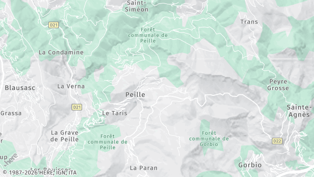 Carte de la zone d'intervention à Peille