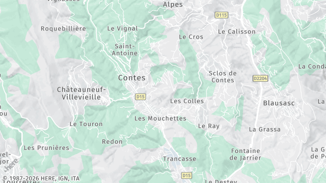 Carte de la zone d'intervention à Contes