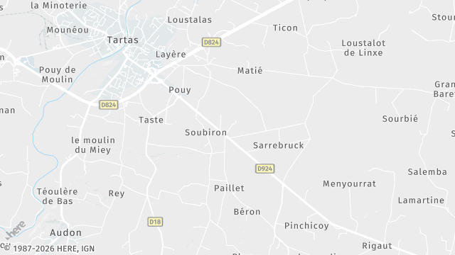 Carte de la zone d'intervention à Tartas