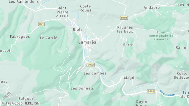 Carte de la zone d'intervention à Camarès
