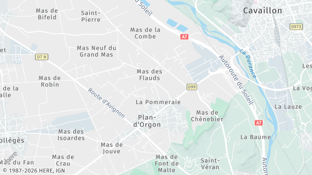 Carte de la zone d'intervention à Plan-d'Orgon