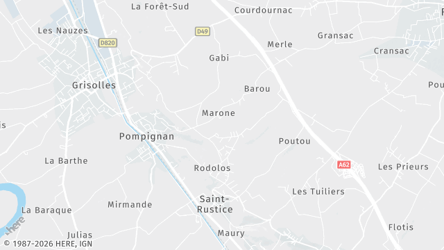 Carte de la zone d'intervention à Pompignan