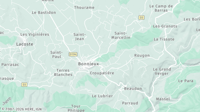 Carte de la zone d'intervention à Bonnieux