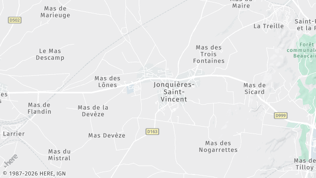 Carte de la zone d'intervention à Jonquières-Saint-Vincent