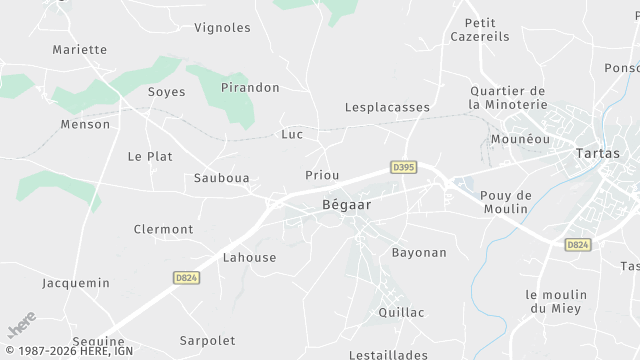 Carte de la zone d'intervention à Bégaar