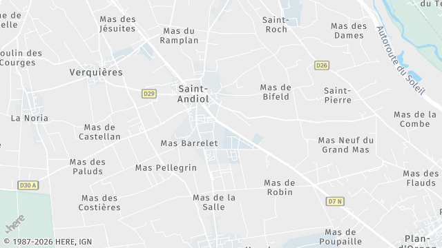 Carte de la zone d'intervention à Saint-Andiol