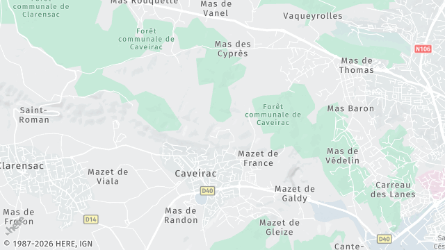 Carte de la zone d'intervention à Caveirac
