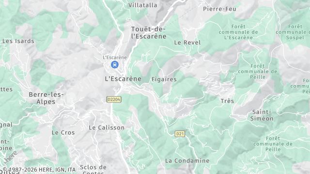 Carte de la zone d'intervention à L'Escarène