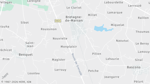 Carte de la zone d'intervention à Bretagne-de-Marsan