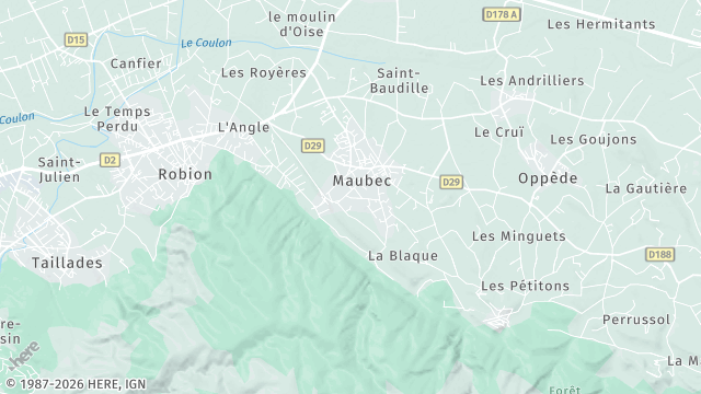 Carte de la zone d'intervention à Maubec