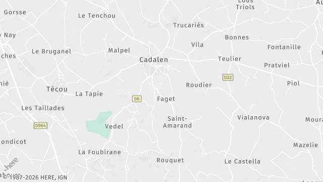 Carte de la zone d'intervention à Cadalen