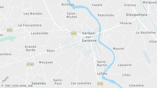 Carte de la zone d'intervention à Verdun-sur-Garonne