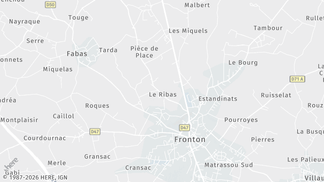 Carte de la zone d'intervention à Fronton