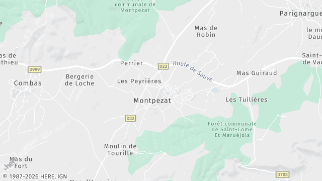 Carte de la zone d'intervention à Montpezat