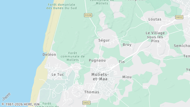 Carte de la zone d'intervention à Moliets-et-Maa