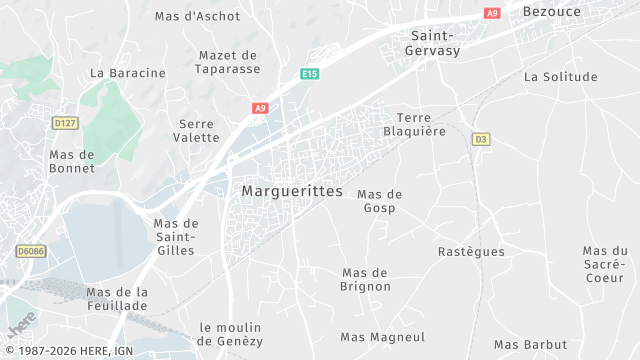 Carte de la zone d'intervention à Marguerittes