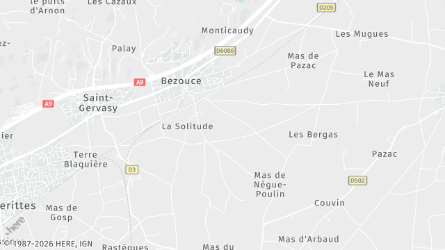 Carte de la zone d'intervention à Bezouce