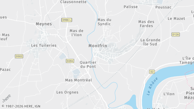 Carte de la zone d'intervention à Montfrin