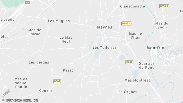 Carte de la zone d'intervention à Meynes