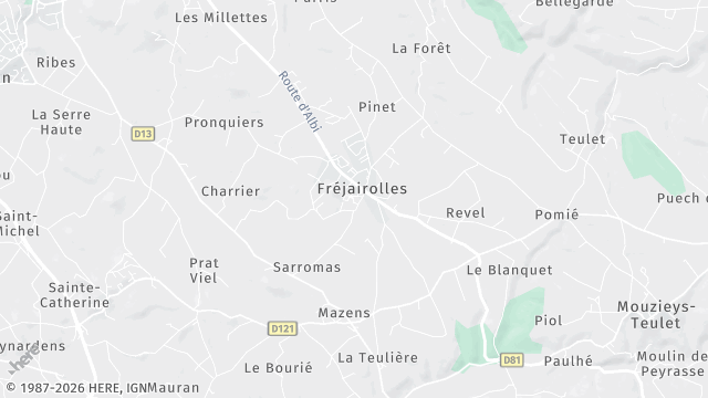 Carte de la zone d'intervention à Fréjairolles