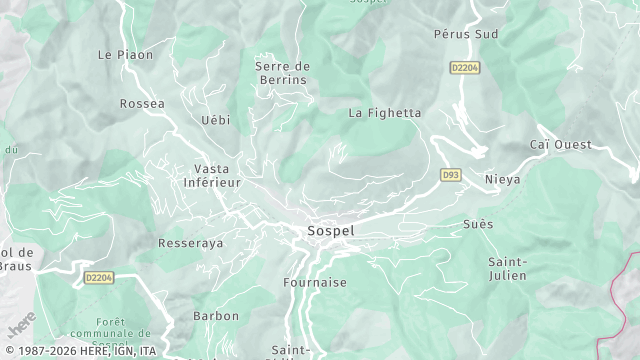 Carte de la zone d'intervention à Sospel