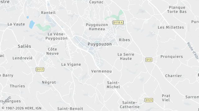 Carte de la zone d'intervention à Puygouzon