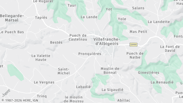 Carte de la zone d'intervention à Villefranche-d'Albigeois