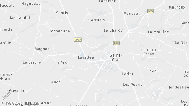 Carte de la zone d'intervention à Saint-Clar