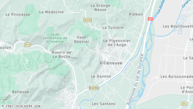 Carte de la zone d'intervention à Villeneuve