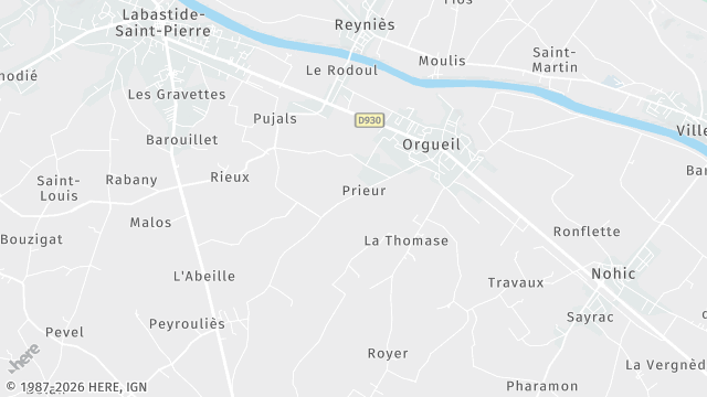 Carte de la zone d'intervention à Orgueil