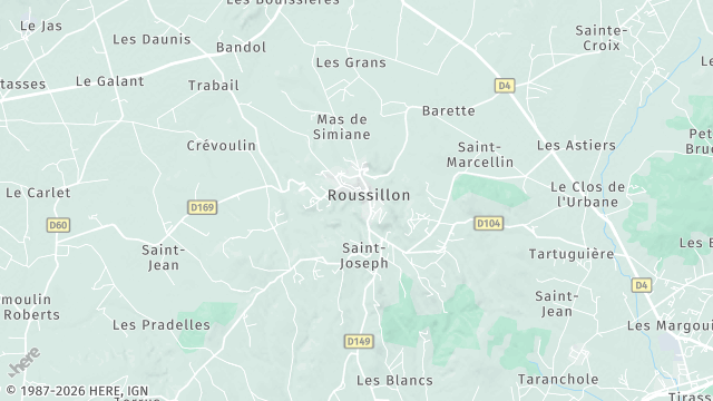 Carte de la zone d'intervention à Roussillon