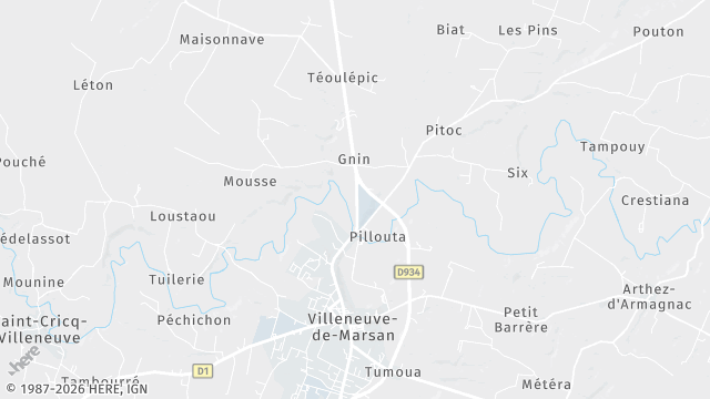 Carte de la zone d'intervention à Villeneuve-de-Marsan