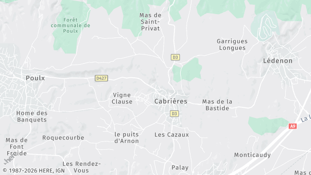 Carte de la zone d'intervention à Cabrières