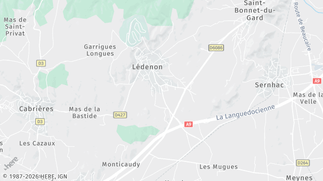 Carte de la zone d'intervention à Lédenon