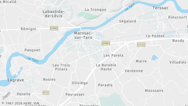 Carte de la zone d'intervention à Marssac-sur-Tarn