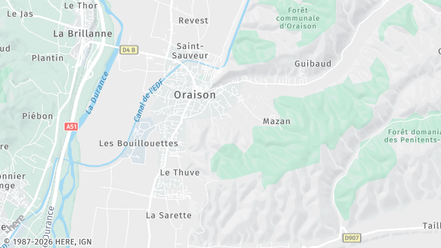 Carte de la zone d'intervention à Oraison