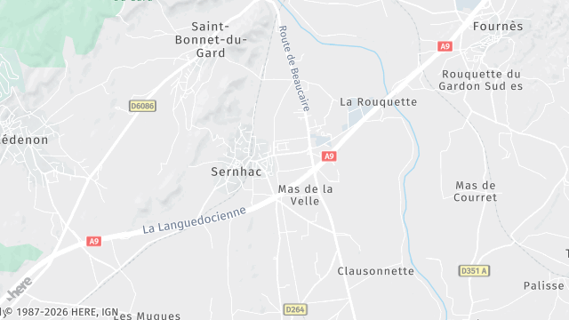 Carte de la zone d'intervention à Sernhac