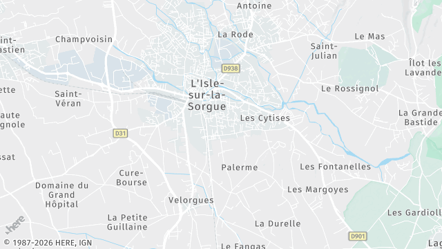 Carte de la zone d'intervention à L'Isle-sur-la-Sorgue