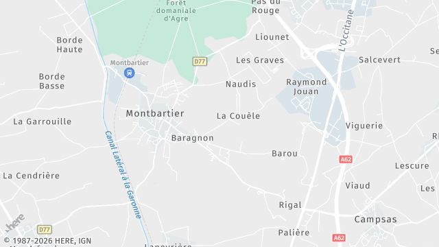 Carte de la zone d'intervention à Montbartier