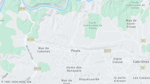 Carte de la zone d'intervention à Poulx