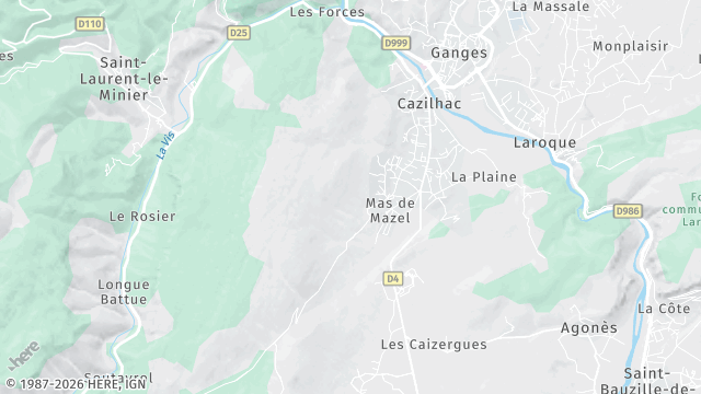 Carte de la zone d'intervention à Cazilhac