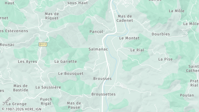 Carte de la zone d'intervention à Vabres-l'Abbaye