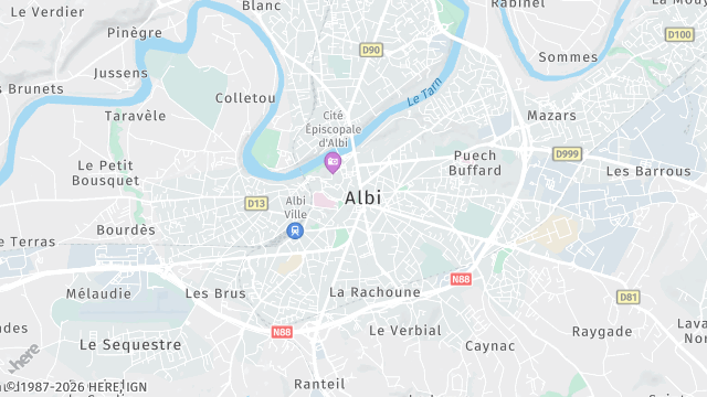 Carte de la zone d'intervention à Albi