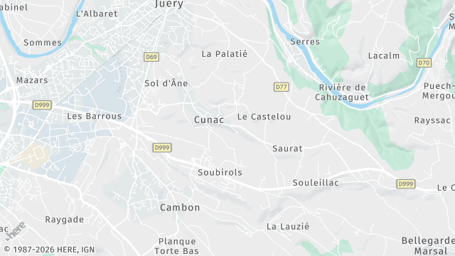 Carte de la zone d'intervention à Cunac