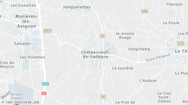 Carte de la zone d'intervention à Châteauneuf-de-Gadagne