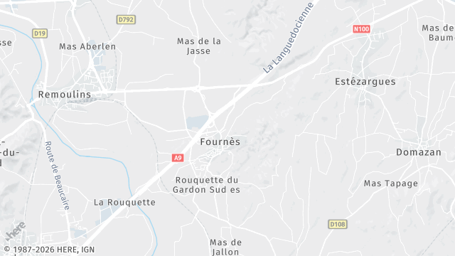 Carte de la zone d'intervention à Fournès