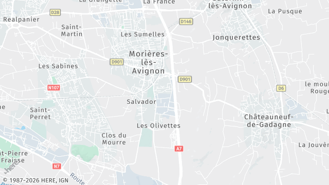 Carte de la zone d'intervention à Morières-lès-Avignon