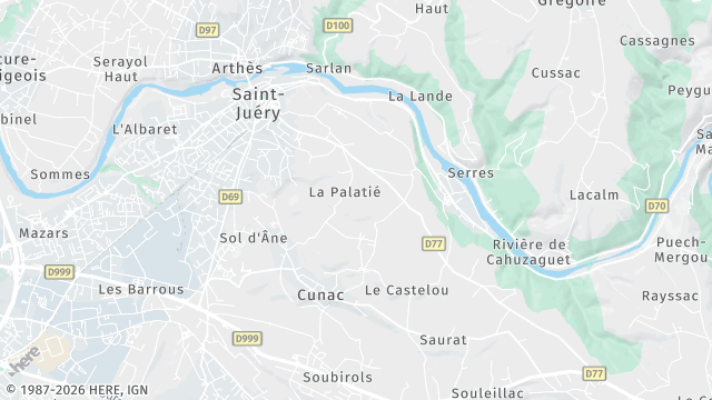 Carte de la zone d'intervention à Saint-Juéry