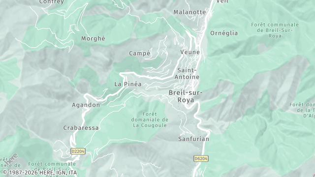 Carte de la zone d'intervention à Breil-sur-Roya