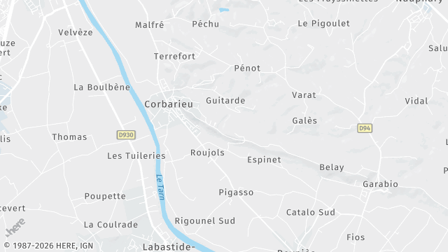 Carte de la zone d'intervention à Corbarieu
